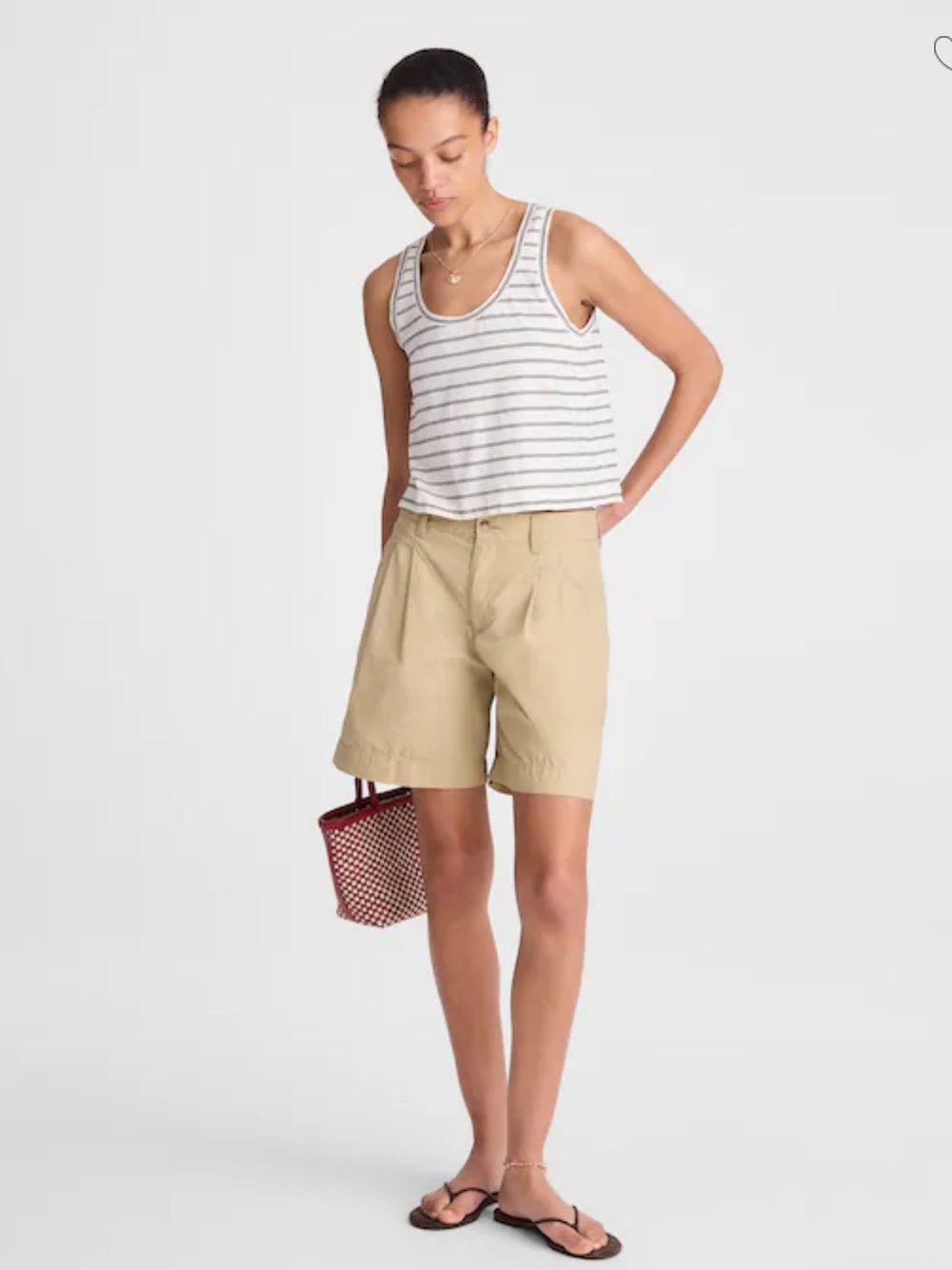 Madewell The Everyday Trouser Short in Poplin - Fennel Seed